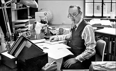 William Manchester at work, Middletown, CT